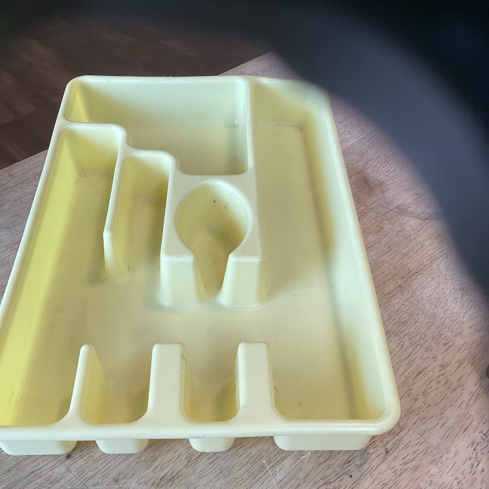 Vintage Yellow Retro Rubbermaid Silverware Tray Drawer Organizer #2921 Utensils